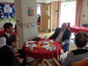 HC-One Abermill Care Home - Wayne Davie MP talking to Home Manager and residents